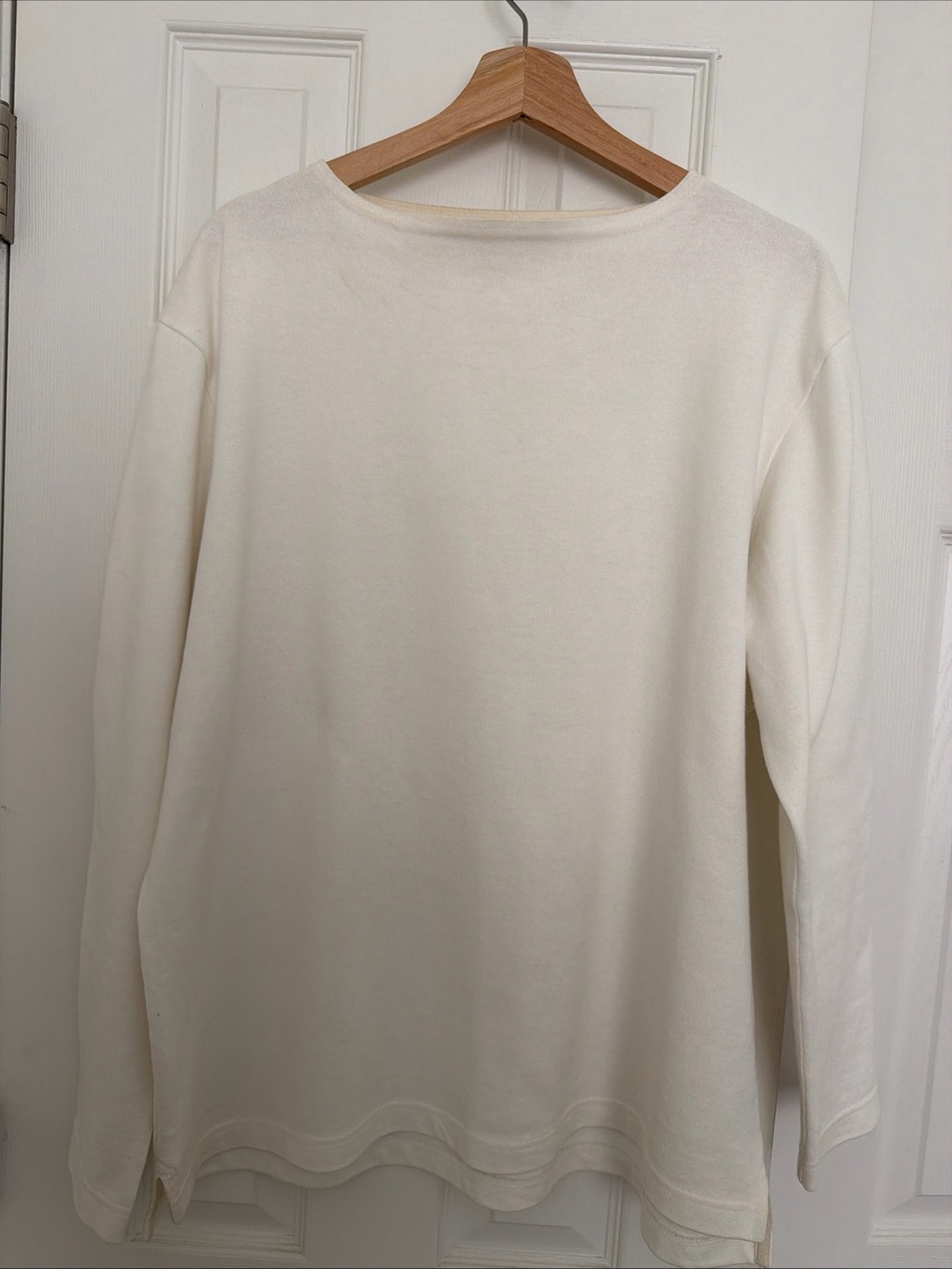 Muji, men’s Cream Long-Sleeve Boatneck Top. Size large
